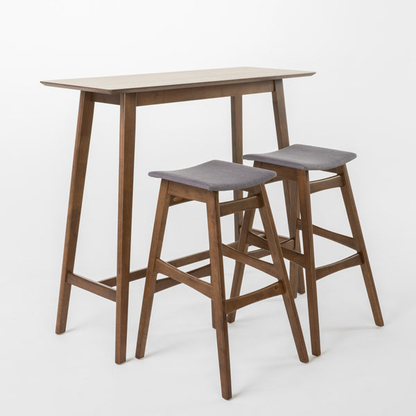 gdf studio Ethel Natural Walnut Finish Rectangular 3 Piece Bar Set