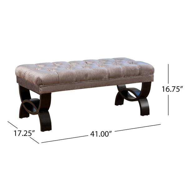 Gdf Studio Euler Contemporary Button-Tufted Velvet Ottoman Bench