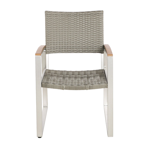 Gdf Studio Eunice Outdoor 2 Seater Aluminum And Wicker Chat Set