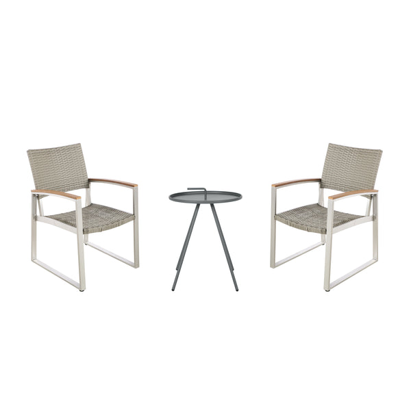 gdf studio Eunice Outdoor 2 Seater Aluminum and Wicker Chat Set