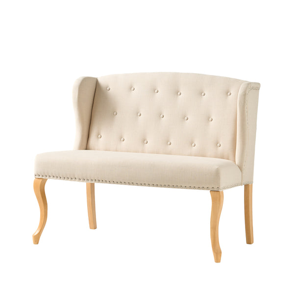 Gdf Studio Eva French Country Style Tufted Beige Fabric Wingback Bench