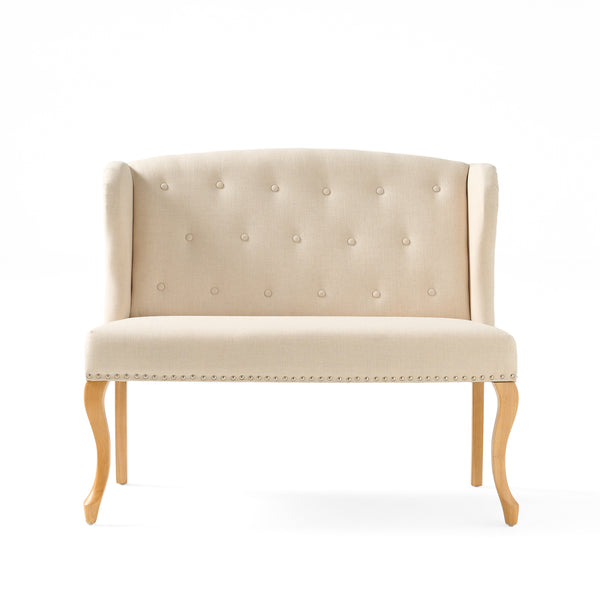gdf studio Eva French Country Style Tufted Beige Fabric Wingback Bench
