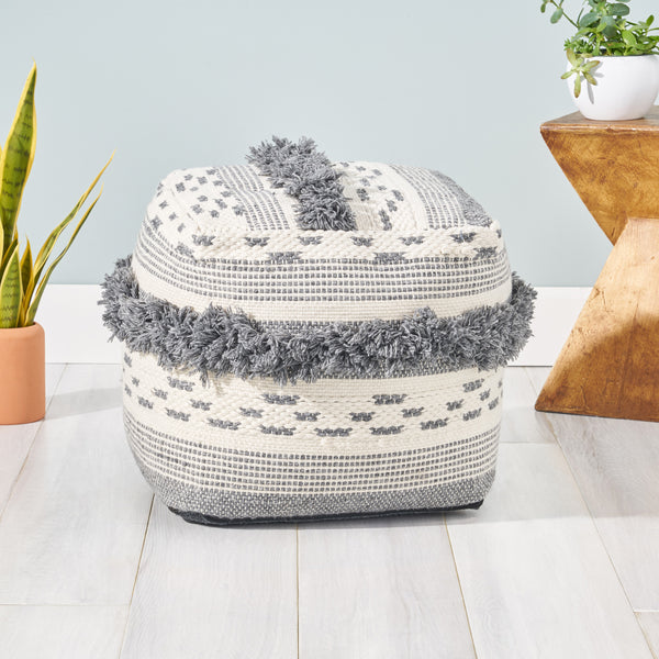 Gdf Studio Evanora Contemporary Faux Yarn Pouf Ottoman