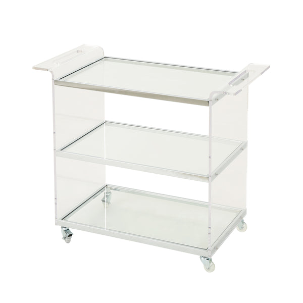 gdf studio Eve Acrylic Bar Trolley with Glass Shelves Clear