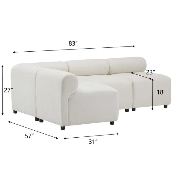 Gdf Studio Evelyn Modular Sectional – 3 Armless Chairs + 1 Corner Chair