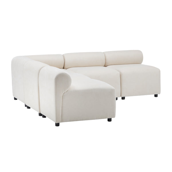 gdf studio Evelyn Modular Sectional – 5-Piece Set 4 Armless Chairs + 1 Corner Chair