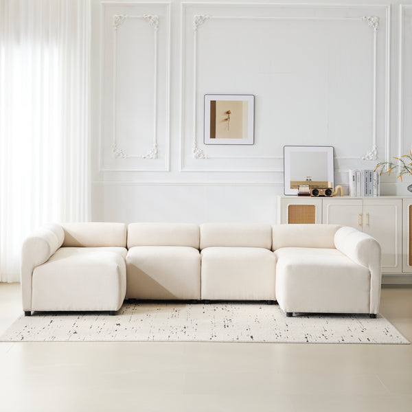 Gdf Studio Evelyn Modular Sectional – 6-Piece Set 4 Armless Chairs + 2 Corner Chair