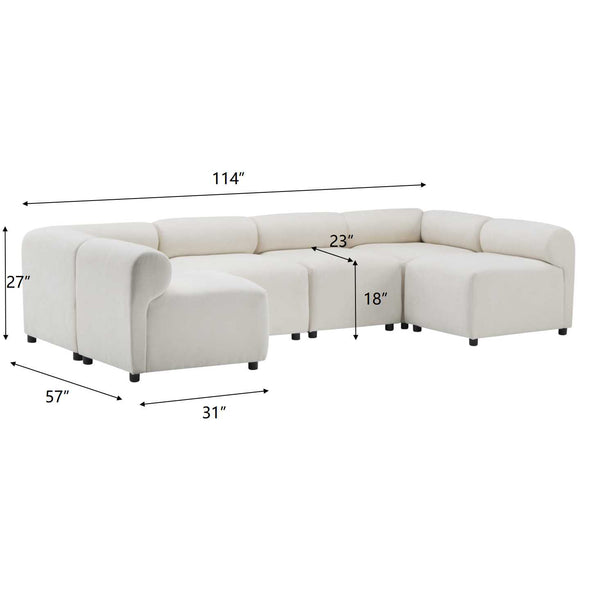 Gdf Studio Evelyn Modular Sectional – 6-Piece Set 4 Armless Chairs + 2 Corner Chair