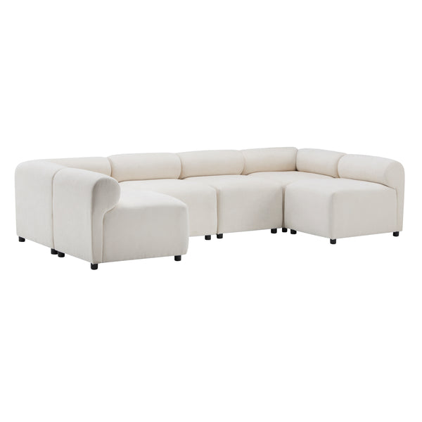 gdf studio Evelyn Modular Sectional – 6-Piece Set 4 Armless Chairs + 2 Corner Chair