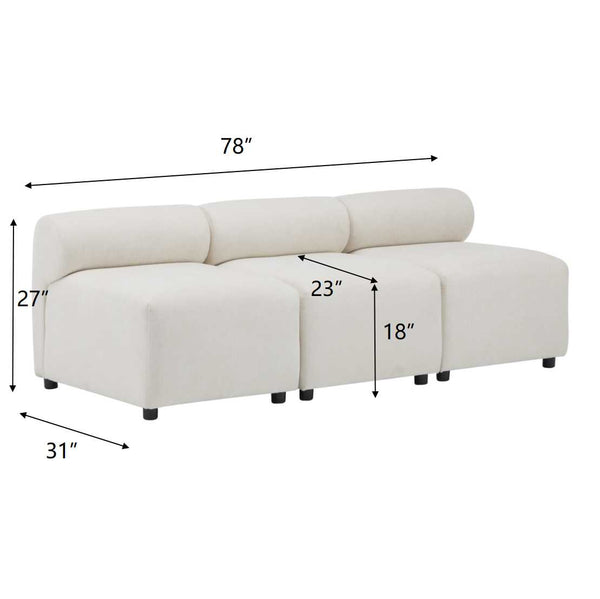 Gdf Studio Evelyn Modular Sectional - Armless Chair Set Of 3