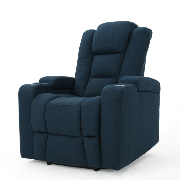 gdf studio Everette Fabric Power Recliner with Cup Holder USB Charger and Storage
