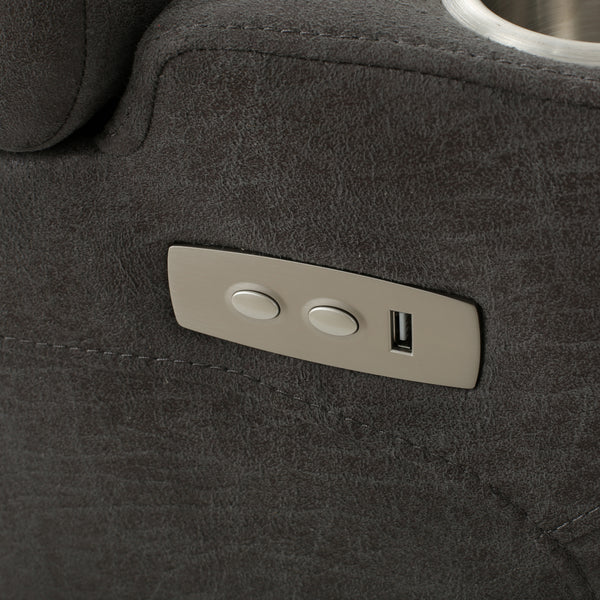 Gdf Studio Everette Microfiber Power Recliner With Storage USB Charger And Cup Holder