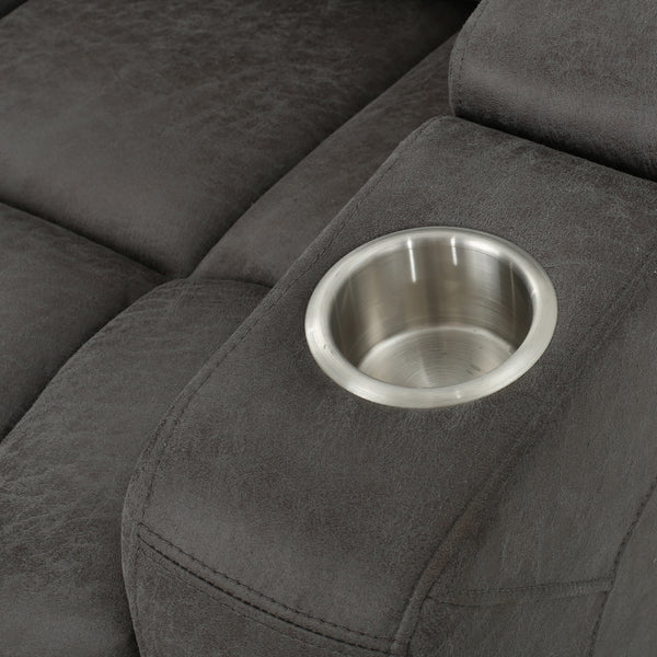 Gdf Studio Everette Microfiber Power Recliner With Storage USB Charger And Cup Holder