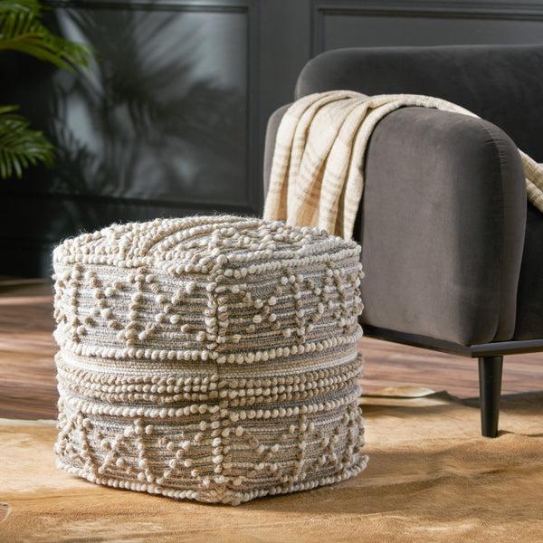Gdf Studio Everliegh Contemporary Wool And Cotton Pouf Ottoman