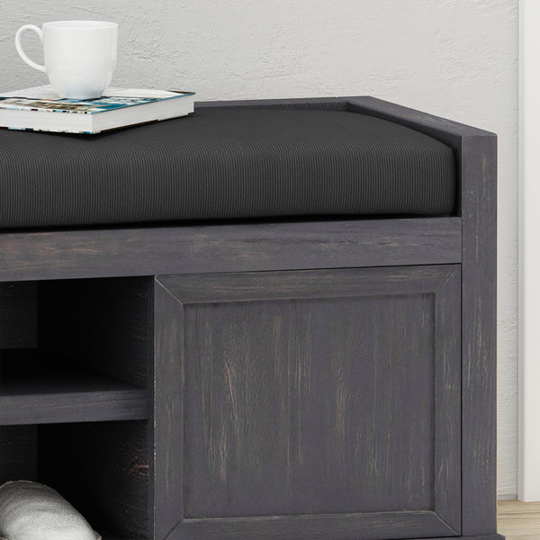 Gdf Studio Evvy Modern Acacia Wood Storage Bench With Cushion