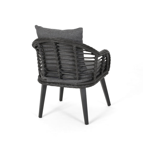 Gdf Studio Evvy Outdoor Modern Boho 2 Seater Wicker Chat Set With Side Table