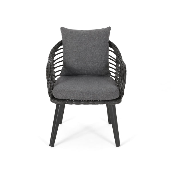 Gdf Studio Evvy Outdoor Modern Boho 2 Seater Wicker Chat Set With Side Table