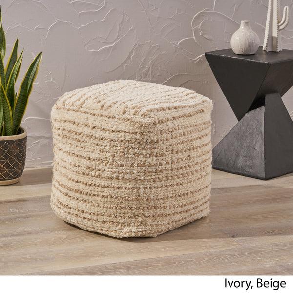 Gdf Studio Ewelina Boho Wool And Cotton Ottoman Pouf