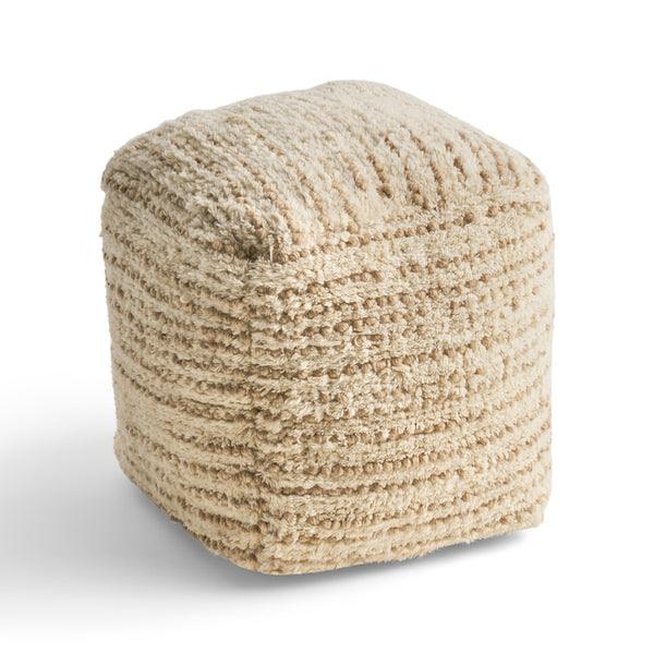 gdf studio Ewelina Boho Wool and Cotton Ottoman Pouf