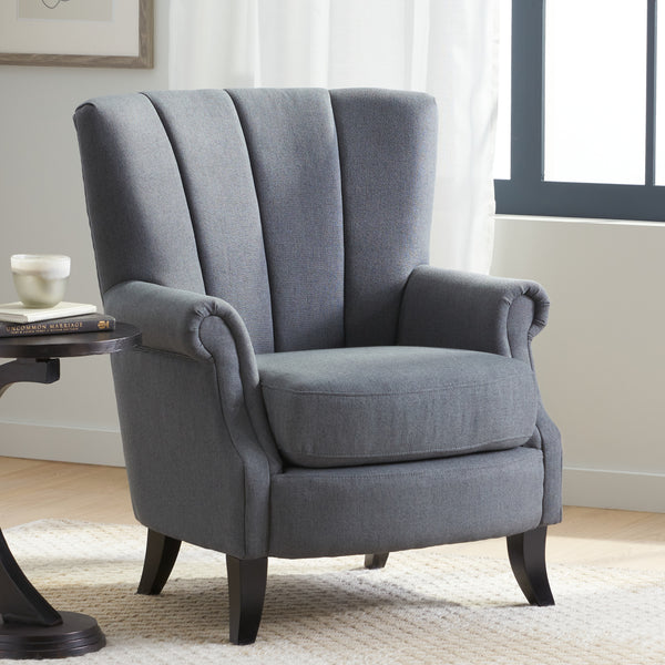 Gdf Studio Ezra Contemporary Channel Stitch Upholstered Fabric Club Chair