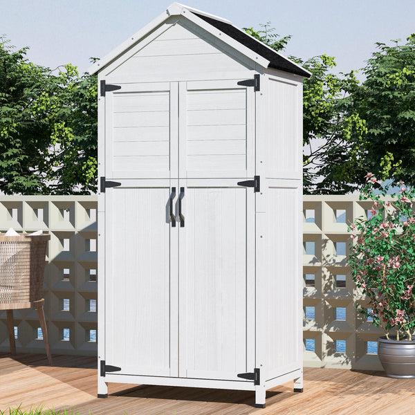 Gdf Studio Faevyne White Fir Wood Storage Shed With Double Doors