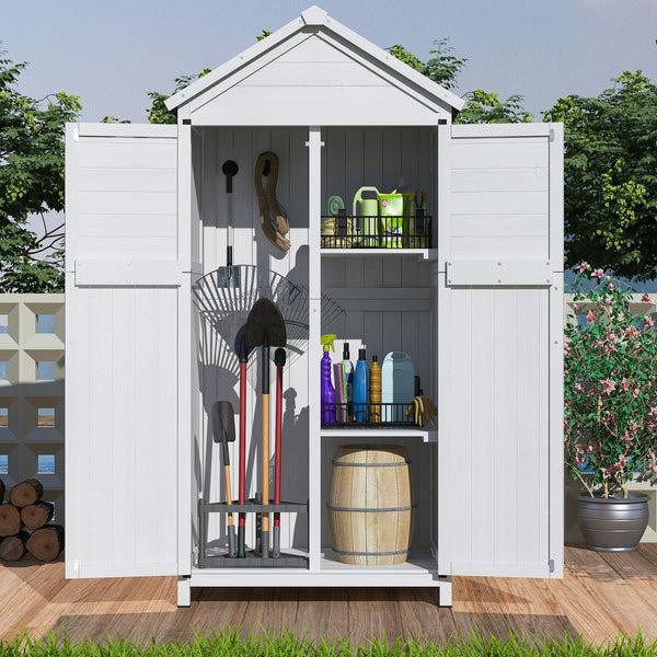 Gdf Studio Faevyne White Fir Wood Storage Shed With Double Doors