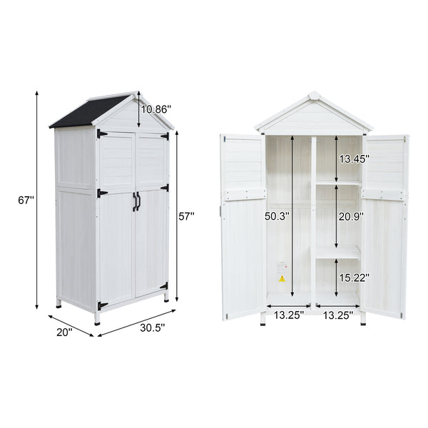Gdf Studio Faevyne White Fir Wood Storage Shed With Double Doors
