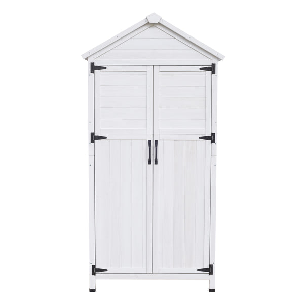 gdf studio Faevyne White Fir Wood Storage Shed with Double Doors