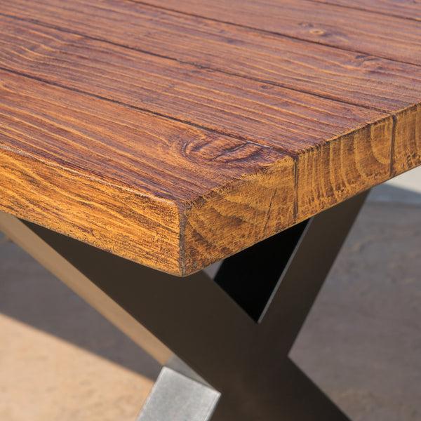 Gdf Studio Falah Outdoor Brown Walnut Finish Lightweight Concrete Dining Table