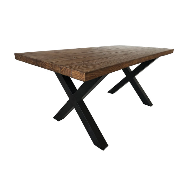 gdf studio Falah Outdoor Brown Walnut Finish Lightweight Concrete Dining Table