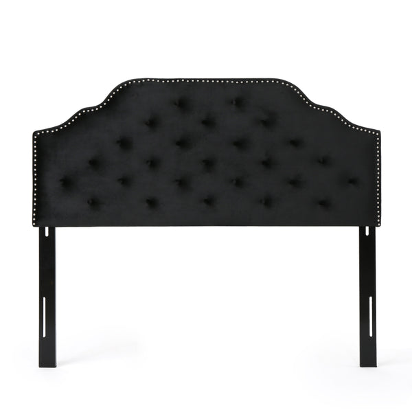 gdf studio Falcon Contemporary Tufted New Velvet Queen/Full Headboard w/ Nailhead Accents