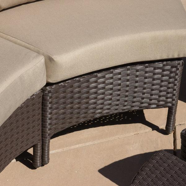 Gdf Studio Falkland Outdoor 8 Seater Round Wicker Sectional Sofa Set With Coffee Tables
