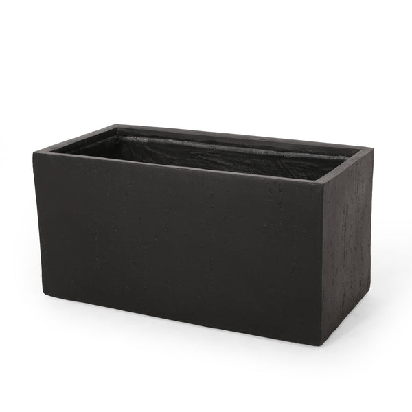 Gdf Studio Fardeen Outdoor Modern Cast Stone Rectangular Planter