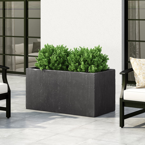 gdf studio Fardeen Outdoor Modern Cast Stone Rectangular Planter