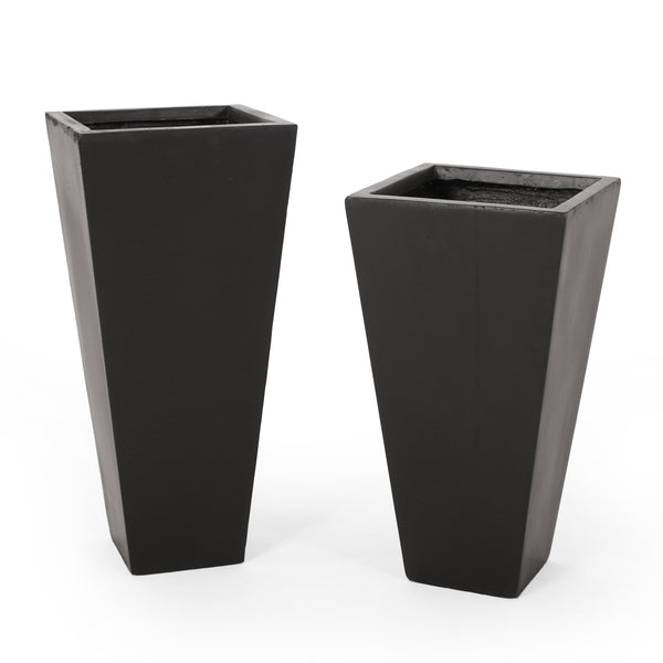 Gdf Studio Fardeen Outdoor Modern Medium And Small Cast Stone Planter Set