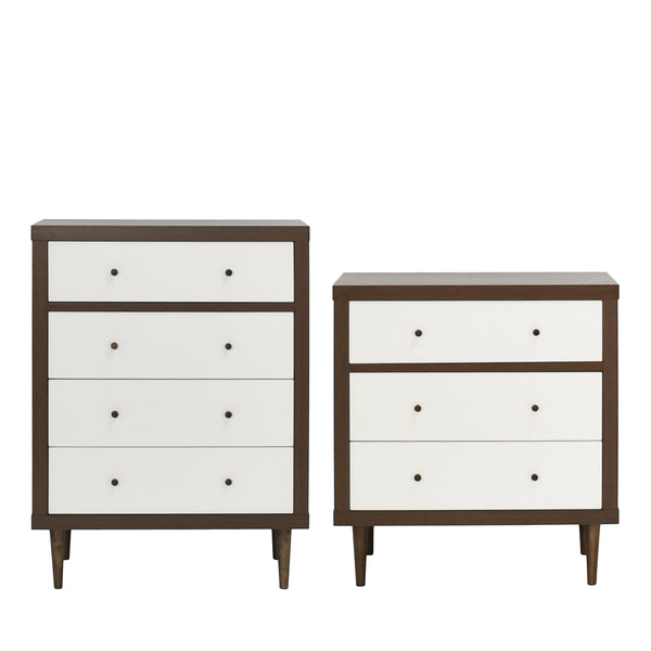 Gdf Studio Farhart Mid Century Modern 2 Piece 3 Drawer Chest And 4 Drawer Dresser Bedroom Set