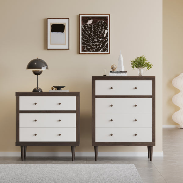 Gdf Studio Farhart Mid Century Modern 2 Piece 3 Drawer Chest And 4 Drawer Dresser Bedroom Set