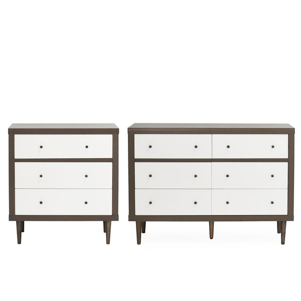 Gdf Studio Farhart Mid Century Modern 2 Piece Double Dresser And 3 Drawer Chest Bedroom Set