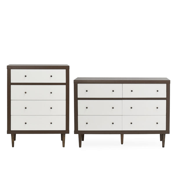 Gdf Studio Farhart Mid Century Modern 2 Piece Double Dresser And 4 Drawer Dresser Bedroom Set