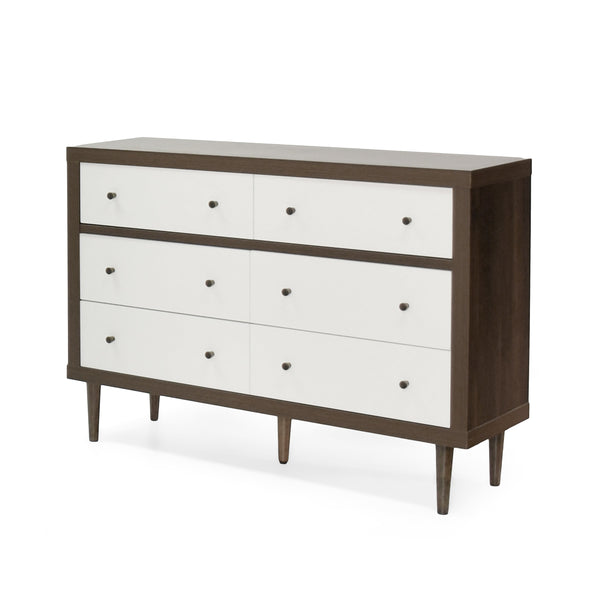 Gdf Studio Farhart Mid Century Modern 6 Drawer Double Dresser
