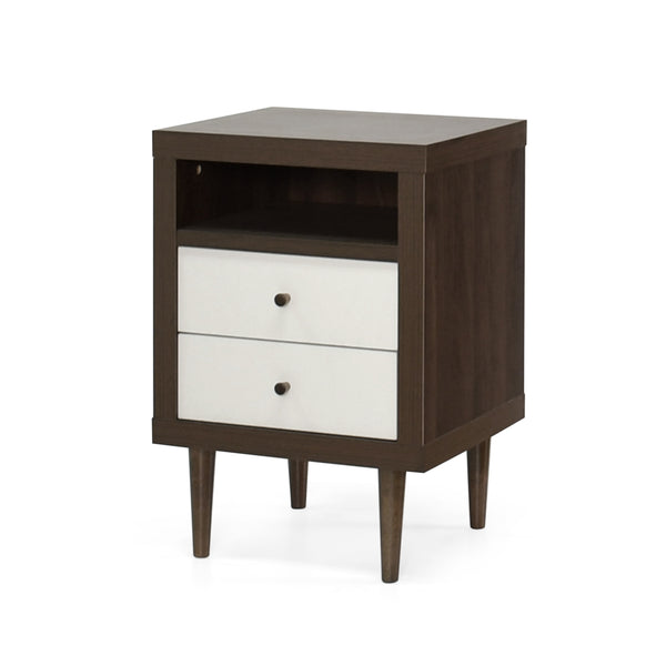 Gdf Studio Farhart Mid Century Modern Faux Wood 2 Drawer Nightstand