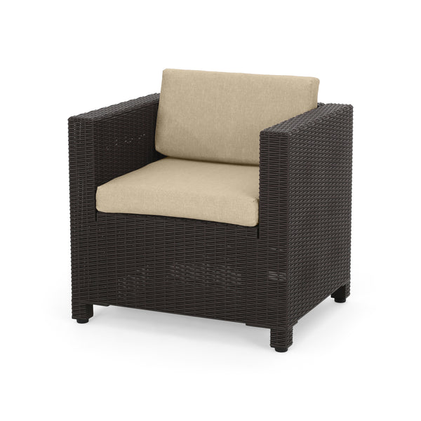 Gdf Studio Farirra Outdoor Faux Wicker 8 Seater Chat Set With Cushions