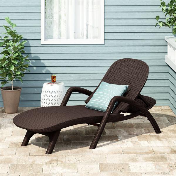 Gdf Studio Farirra Outdoor Faux Wicker Chaise Lounge