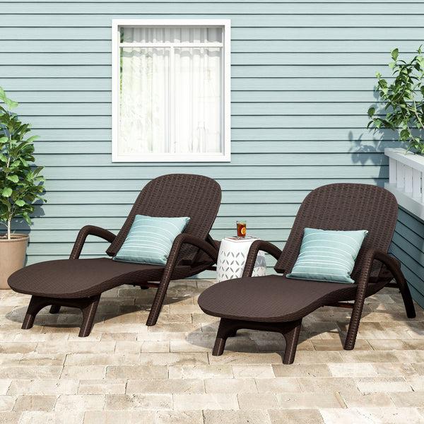 Gdf Studio Farirra Outdoor Faux Wicker Chaise Lounges (Set Of 2)