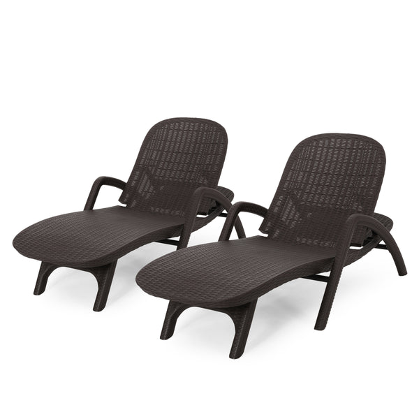 gdf studio Farirra Outdoor Faux Wicker Chaise Lounges (Set of 2)