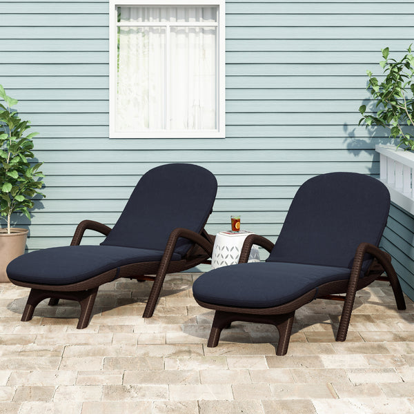 gdf studio Farirra Outdoor Water Resistant Chaise Lounge Cushions (Set of 2)