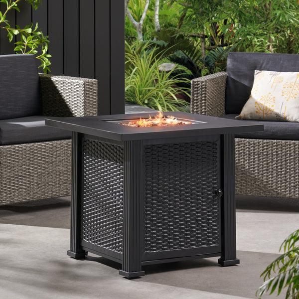 Gdf Studio Farnsworth Outdoor 40 000 BTU Iron Square Fire Pit Black