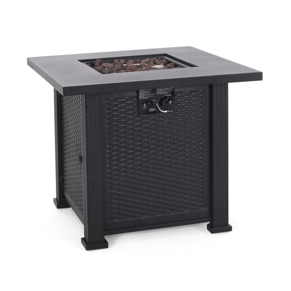 gdf studio Farnsworth Outdoor 40 000 BTU Iron Square Fire Pit Black