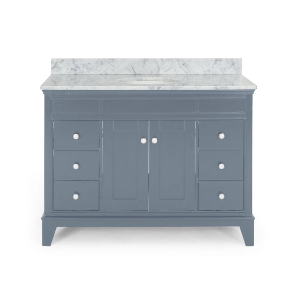 gdf studio Feldspar Contemporary 48" Wood Single Sink Bathroom Vanity with Marble Counter Top with Carrara White Marble