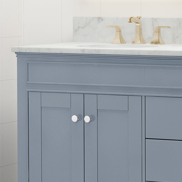 Gdf Studio Feldspar Contemporary 72" Wood Double Sink Bathroom Vanity With Marble Counter Top With Carrara White Marble